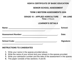 Grade 10 applied agriculture exam 2026