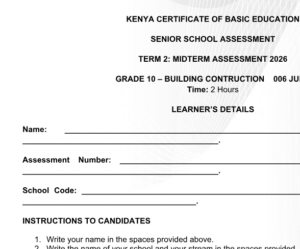 Grade 10 building exam 2026