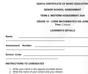 grade 10 core mathematics exam
