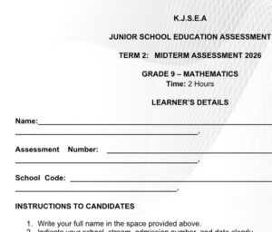 Grade 9 mathematics exam 2026