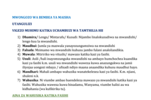 Bembea ya Maisha Notes