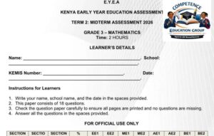 Grade 3 mathematics exam