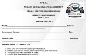 Grade 5 mathematics exam