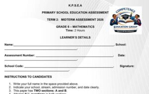 Grade 6 mathematics exam