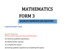 Form 3 mathematics notes