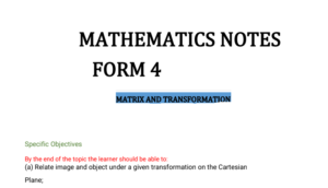 form 4 mathematics notes