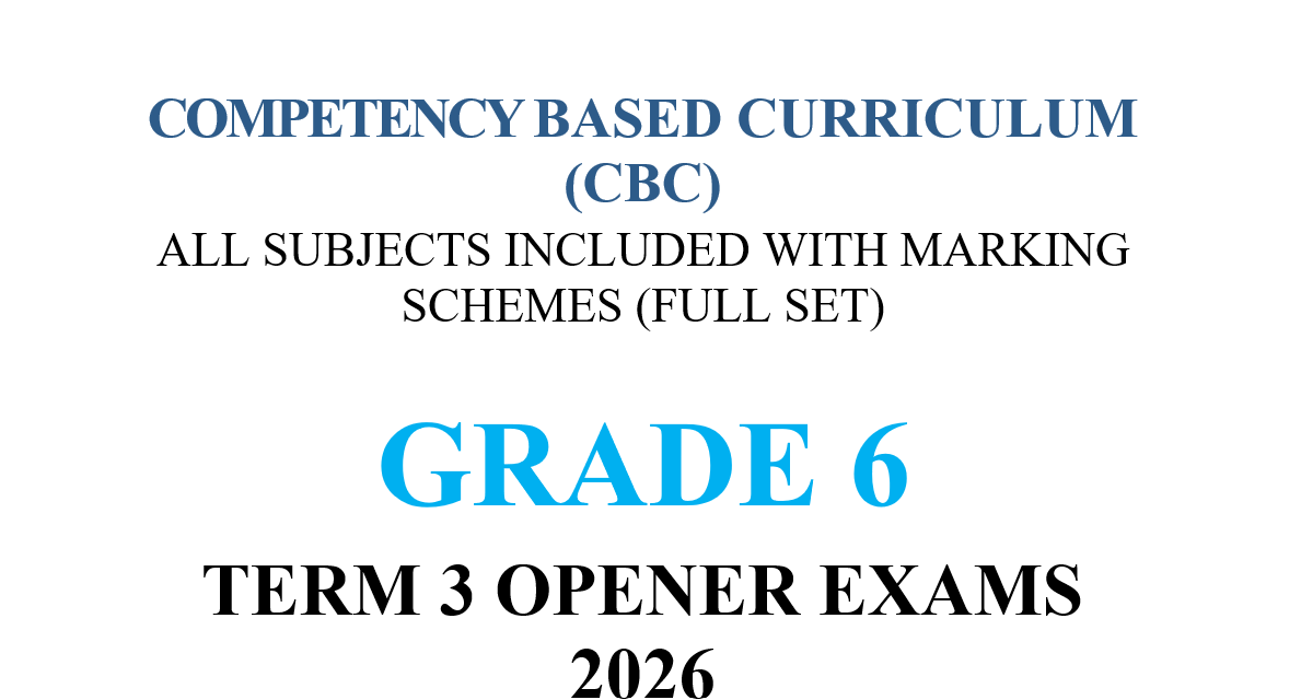 Grade 6 Term 3 opener exam 2026 Grade 6 Term 3 opener exam 2026