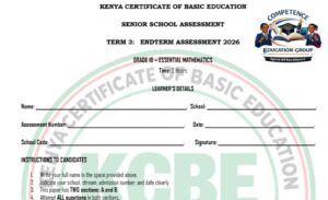 Grade 10 essential mathematics end term 3 exam 2026 questions with answers