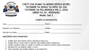 Grade 10 kiswahili lugha exam term 3 2026