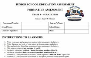 Grade 8 end term 3 2026 exam for all subjects