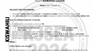 Kiswahili paper 1 kjsea prediction 2026