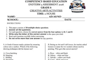 Creative arts Grade 6 end of term 3 exam 2026