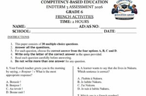 French paper Grade 6 end of term 3 2026
