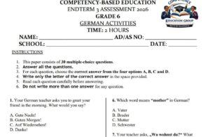 German paper Grade 6 end of term 3 2026