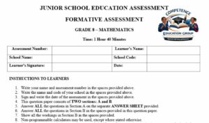 Mathematics Grade 8 end of term 3 exam 2026