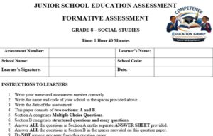 Social studies grade 8 end of term 3 exam
