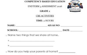 Grade 2 End of term 3 exams 2026